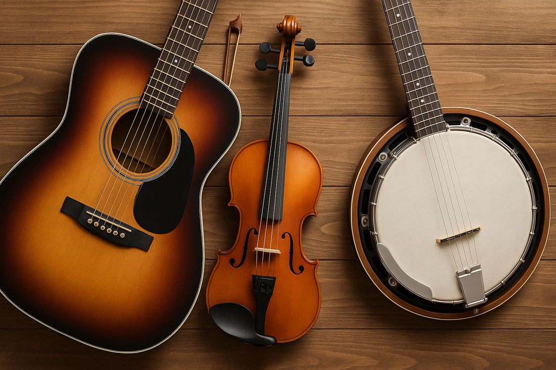 A collection of musical instruments representing country type beats