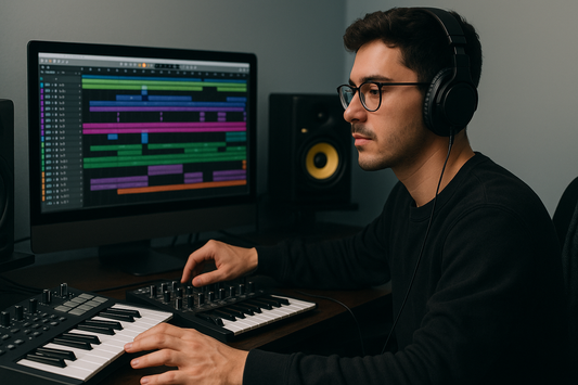 Image of a music producer working on a BTS type beat
